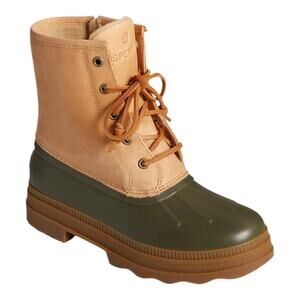 Sperry Women's Saltwater 2.0 Leather Waterproof Boots Tan & Green Size 7 1/2 M